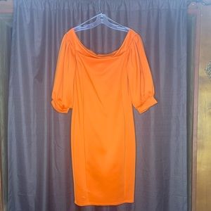 Brand new balloon sleeve midi dress orange size2X